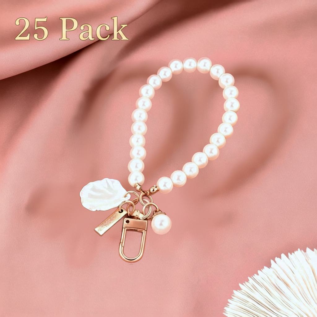 25 Pearl Bead Keychain | Elegant Photobooth Keepsake