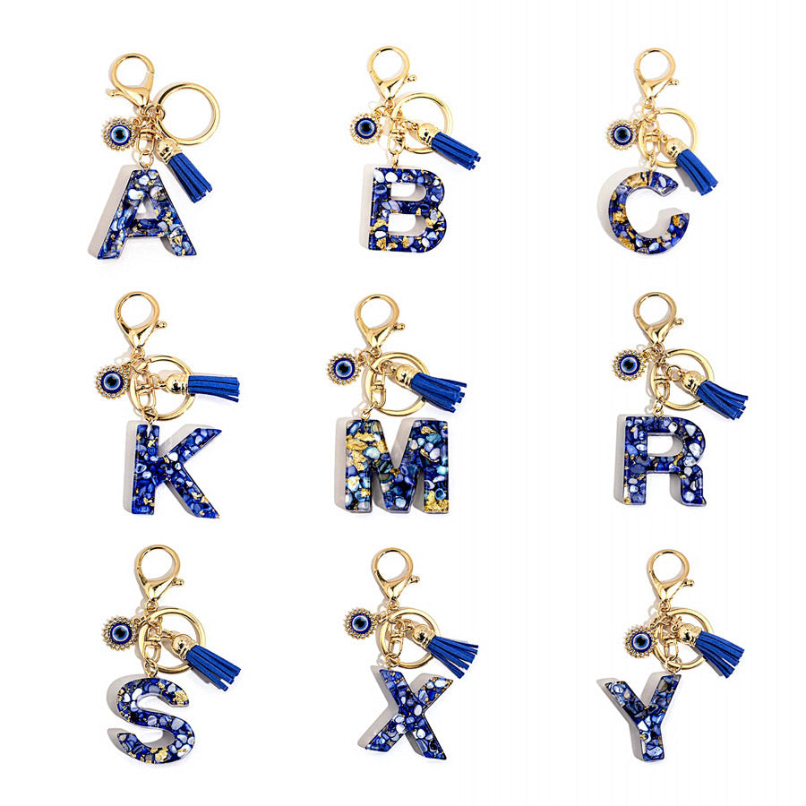 26 Initial Letter Keychains – Resin Alphabet Keychains with Charms