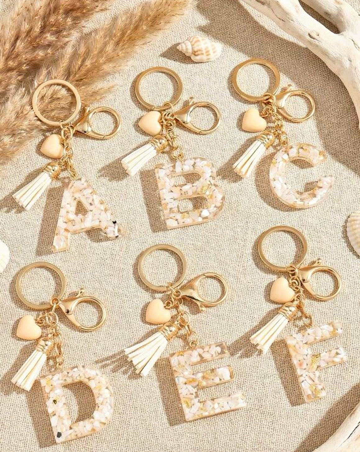 26 Initial Letter Keychains – Resin Alphabet Keychains with Charms