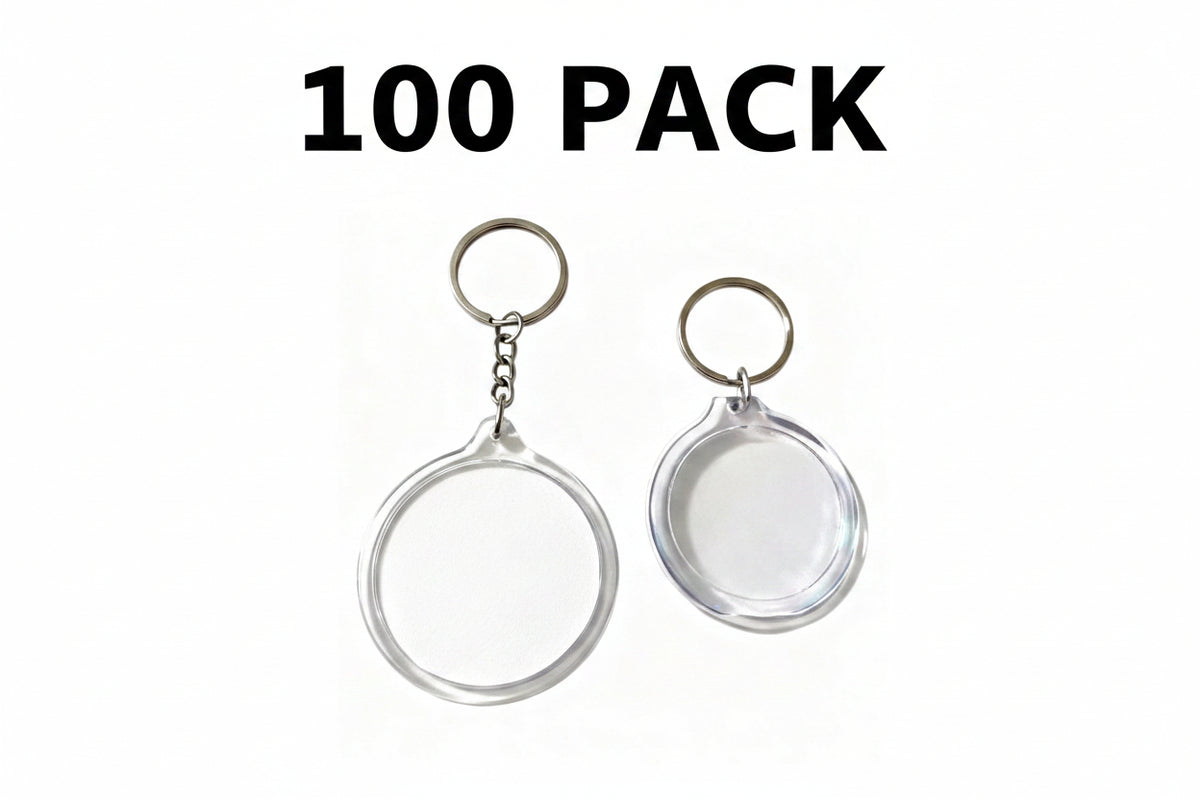 100  Pack Round Acrylic Photo Frame Keychain